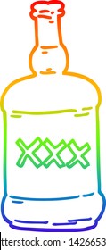 dibujo de una botella de aguardiente de dibujos animados en gradiente de arco iris