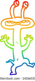 rainbow gradient line drawing of a cartoon monster