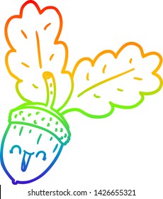 dibujo de línea de gradiente de arco iris de una bellota de dibujos animados