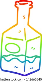 rainbow gradient line drawing of a cartoon drink in decanter