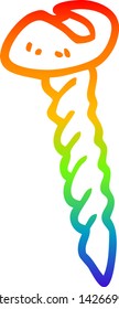 dibujo de una línea de gradiente de arco iris de un tornillo de metal de dibujos animados