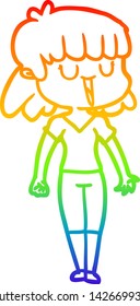 dibujo de una mujer de dibujos animados con gradiente de arco iris