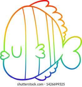 rainbow gradient line drawing of a cartoon exotic fish