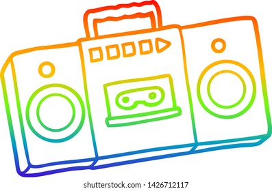Regenbogengradientenzeichnung eines Cartoon-Retro-Kassettenspielers