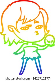 Regenbogengradientenzeichnung eines Cartoon Vampire Mädchens