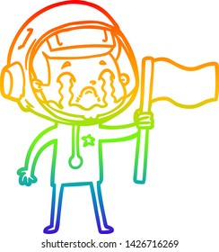 Regenbogengradientenzeichnung eines Cartoons, der den Astronauten weint