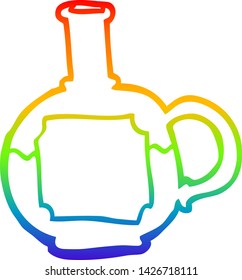 rainbow gradient line drawing of a cartoon food bottle