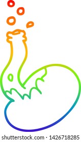 rainbow gradient line drawing of a cartoon bubbling chemicals