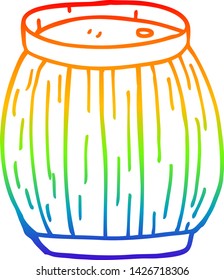 dibujo de línea de gradiente de arco iris de un barril de dibujos animados