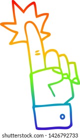 Regenbogengradientenzeichnung eines Cartoons mit Zeigerhand
