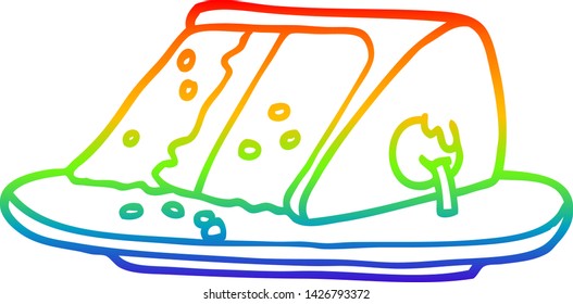 dibujo de la línea de gradiente de arco iris de una rebanada de tarta