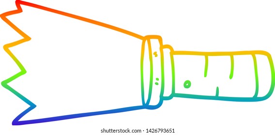 rainbow gradient line drawing of a cartoon lit torch