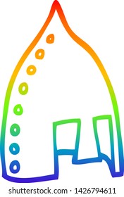 dibujo de una línea de degradado de arco iris de un casco de visión de dibujos animados