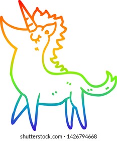Regenbogen-Farbverlauf-Zeichnung eines Cartoons unicorn