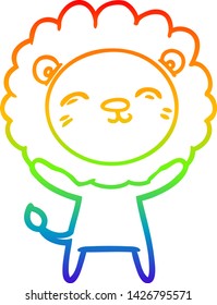 rainbow gradient line drawing of a cartoon lion