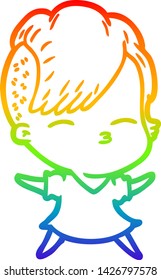 dibujo de una chica de la caricatura con gradiente de arco iris