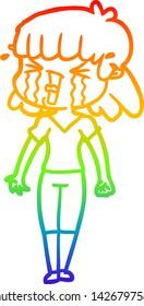 rainbow gradient line drawing of a cartoon woman