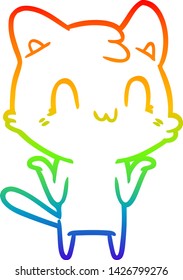 Regenbogen-Farbverlauf-Zeichnung einer Cartoon-glücklichen Katze