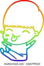 rainbow gradient line drawing of a cartoon boy