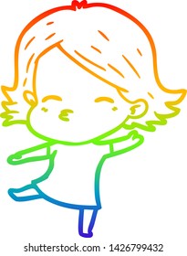 rainbow gradient line drawing of a cartoon woman dancing