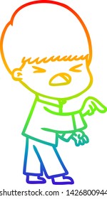 rainbow gradient line drawing of a cartoon stressed man