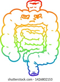 rainbow gradient line drawing of a cartoon intestines