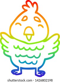 dibujo de la línea de gradiente del arco iris de un pájaro rojo de dibujos animados