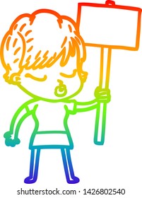 rainbow gradient line drawing of a cartoon woman with eyes shut