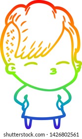 dibujo de una chica de la caricatura con gradiente de arco iris