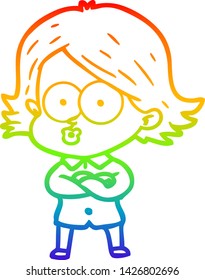 dibujo de una niña de dibujos animados con gradiente de color arcoiris