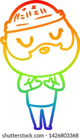 rainbow gradient line drawing of a cartoon man with beard