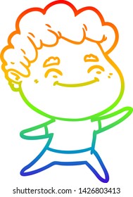 rainbow gradient line drawing of a cartoon friendly man