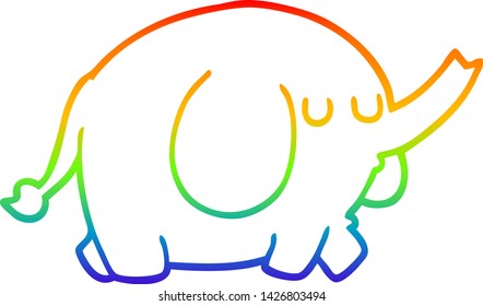 dibujo de una línea de gradiente de arco iris de un elefante de dibujos animados