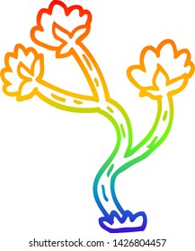 rainbow gradient line drawing of a cartoon wildflower