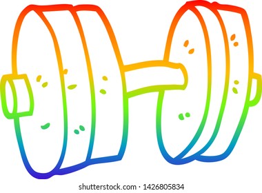 rainbow gradient line drawing of a cartoon weights