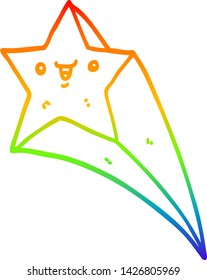 dibujo de línea de gradiente de arco iris de una estrella de tiro de caricatura