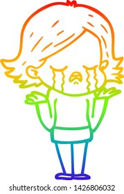 dibujo de una niña de dibujos animados con gradiente de color arcoiris