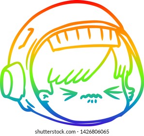 Regenbogengradientenzeichnung eines Cartoons mit gestresster Astronautensicht