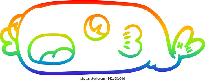 dibujo de línea de gradiente de arco iris de un pez caricatura