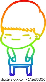 dibujo de una línea de gradiente de arcoiris de un muchacho de contrabando de dibujos animados