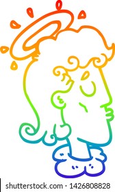 dibujo de una cara de ángel de dibujos animados con gradiente de arco iris