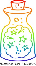 rainbow gradient line drawing of a cartoon magic potion