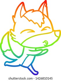 dibujo de una línea degradada de un lobo de dibujos animados