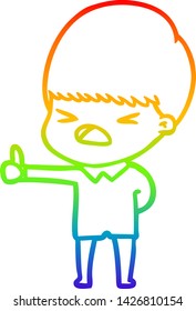 rainbow gradient line drawing of a cartoon stressed man