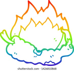 rainbow gradient line drawing of a cartoon hot chili pepper