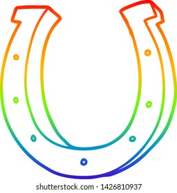 rainbow gradient line drawing of a cartoon iron horse shoe