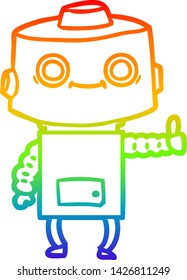 dibujo de línea de gradiente de arco iris de un robot de dibujos animados