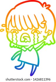 dibujo de una niña de dibujos animados con gradiente de color arcoiris