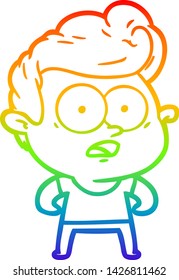 dibujo de una línea de gradiente de arco iris de un hombre que mira dibujos animados
