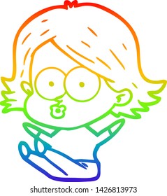 dibujo de una niña de dibujos animados con gradiente de color arcoiris